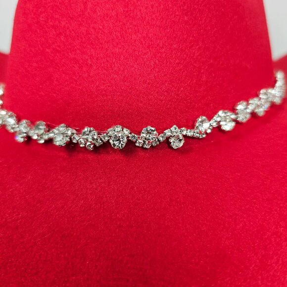 Red Cowboy Cowgirl Bling Bling Hat Felt Rhinestones Dangling Vintage Style NWT - Picture 6 of 7